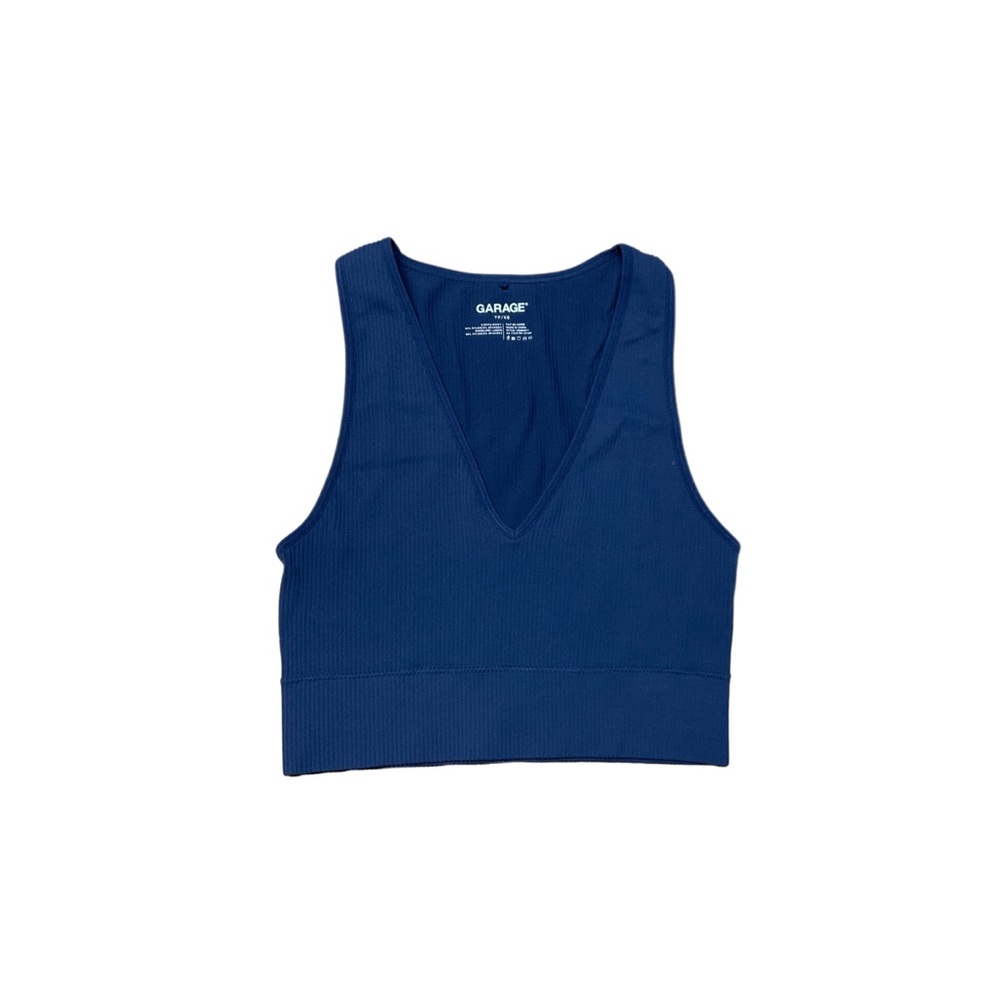 Garage Charcoal Ribbed V-Neck Top